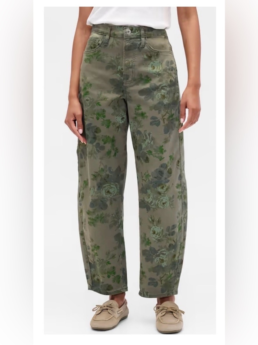 Gap green floral barrel Pants - Olive Green